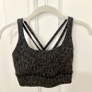 Lululemon Longline Bra (B-D cups, Leopard Camo Deep Coal Multi)